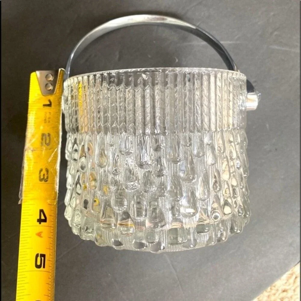 Vintage Teleflora Glass Ice Bucket With Chrome Handle 1955 Made In France